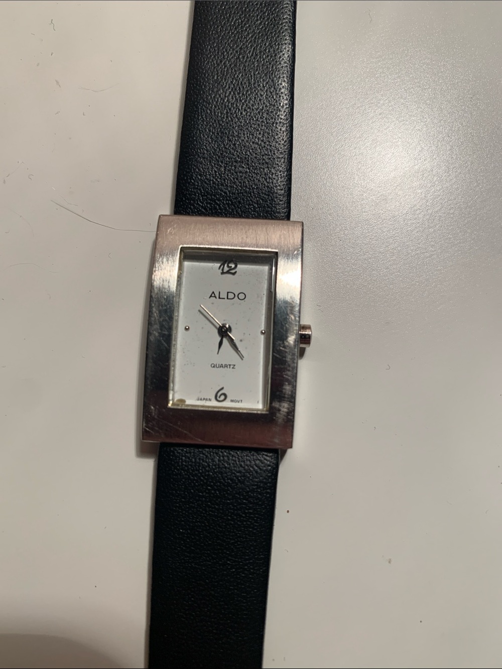 ALDO Women’s / Unisex Black Strap Silver-Tone Rectangular Watch
